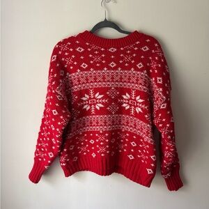 American Eagle Outfitters Red and White Patterned Sweater